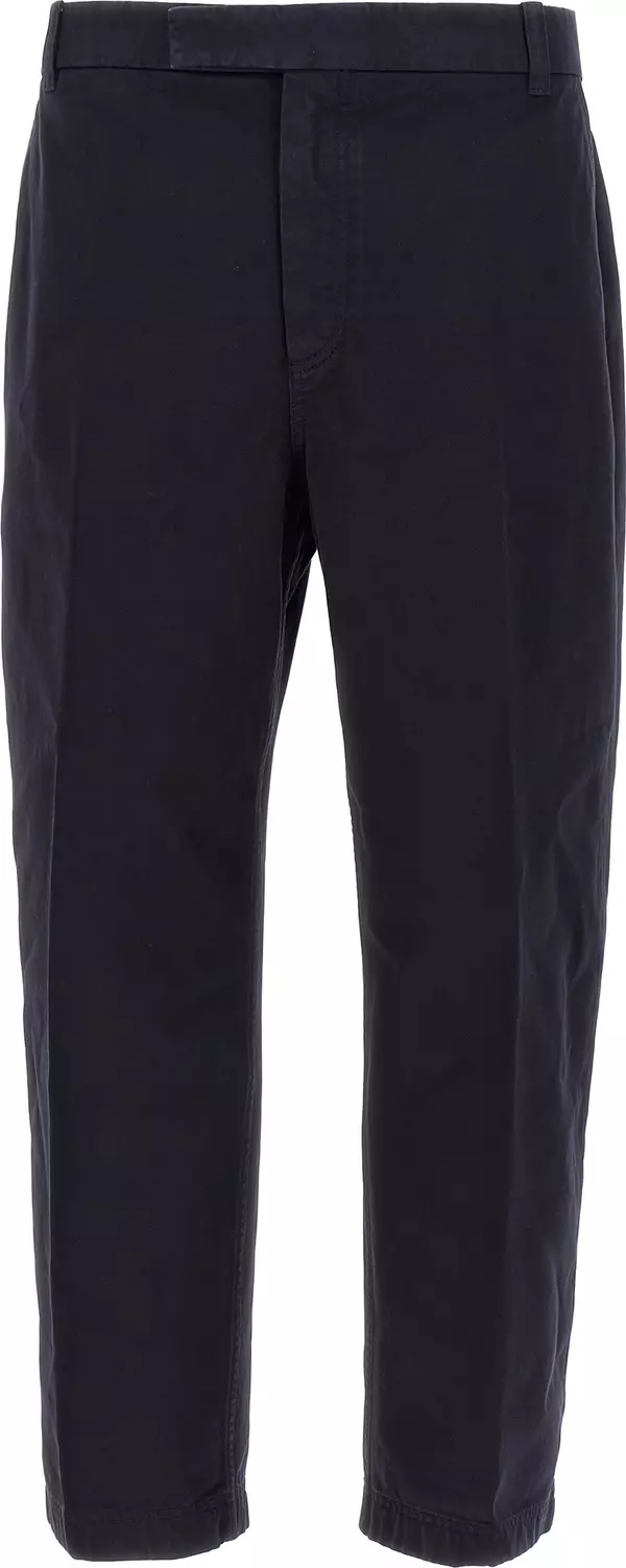 Blue Cotton Casual Pants