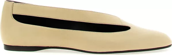 Beige Lamb Leather Ballet Flats