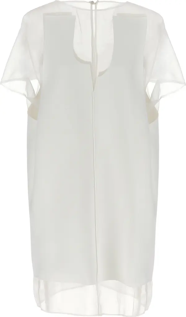 White Polyester Short Dress