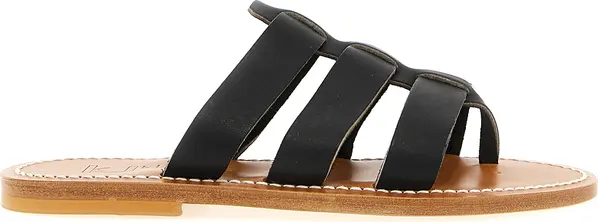 Black Cowhide Slides