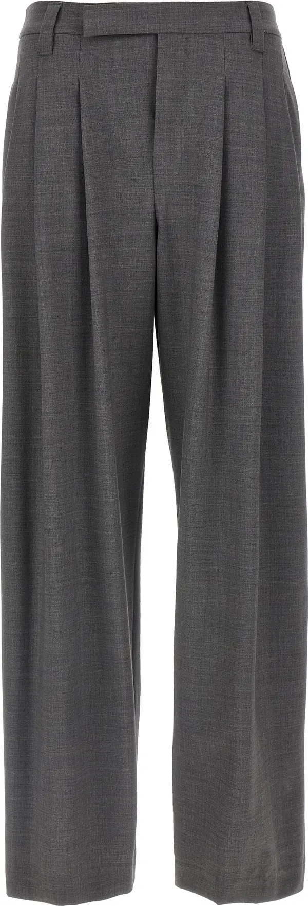 Gray Virgin Wool Casual Pants