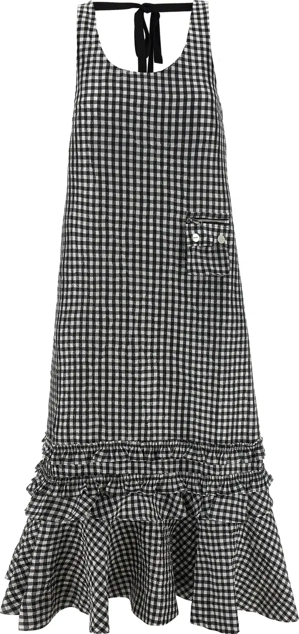 Black Polyester Midi Dress