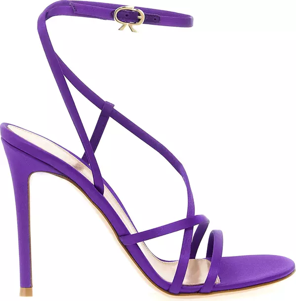 Purple Fabric Stiletto Heel Sandals