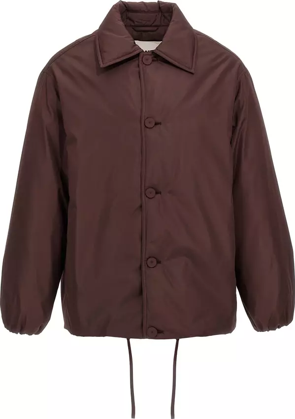 Brown Polyester Full-Length Jacket