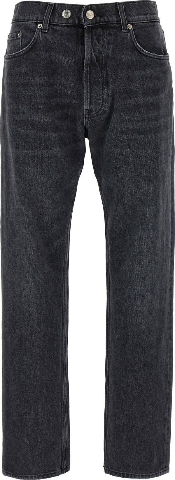 Gray Cotton Straight-Leg Jeans