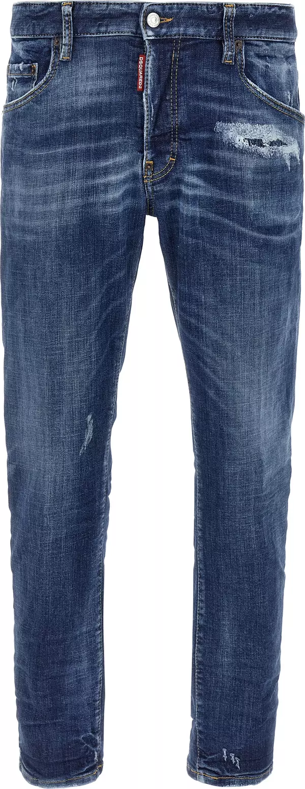 Blue Cotton Skinny Jeans