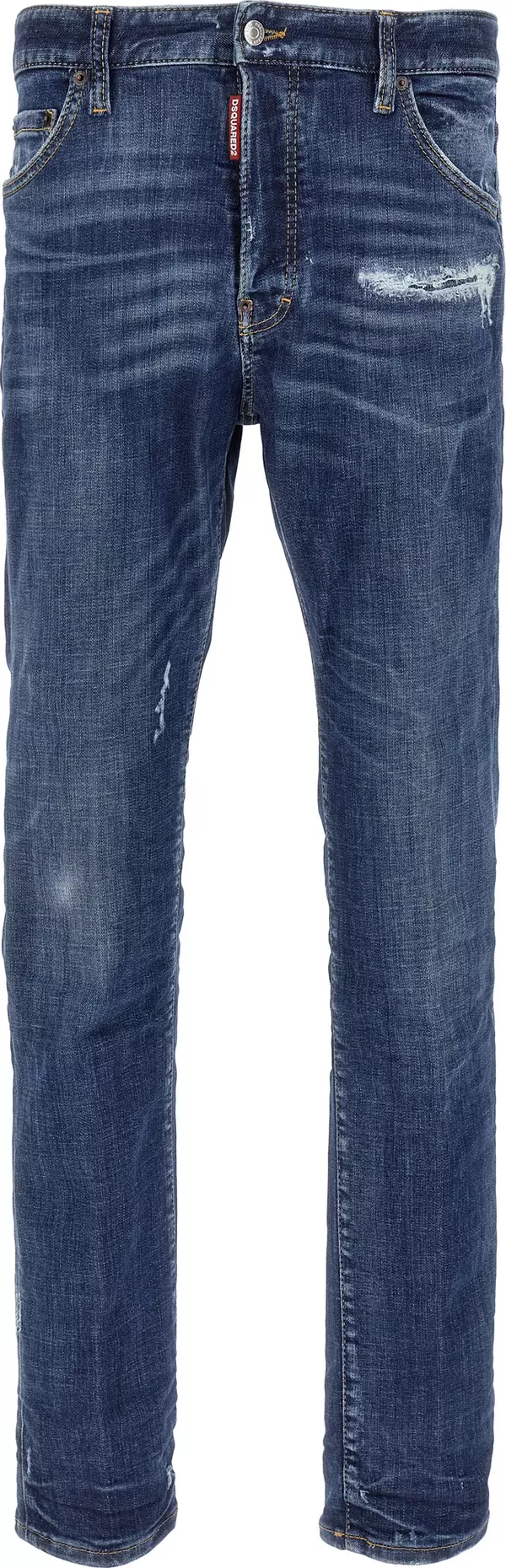 Blue Cotton Slim Fit Jeans