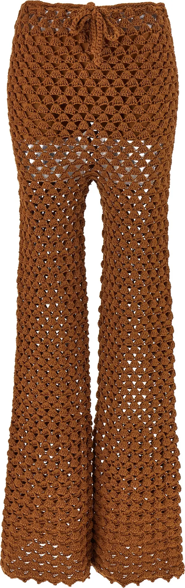 Brown Cotton Flared Pants