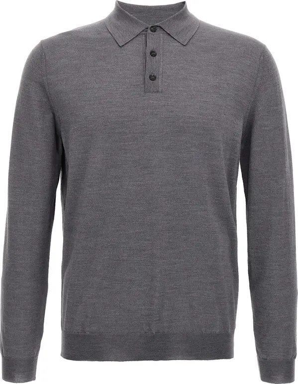 Gray Virgin Wool Polo Shirt