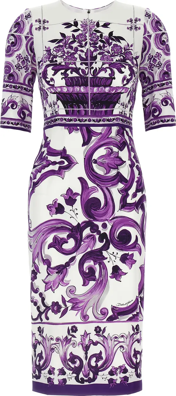 Purple Silk Midi Dress