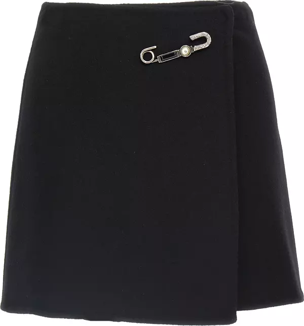 Black Virgin Wool Long Skirt