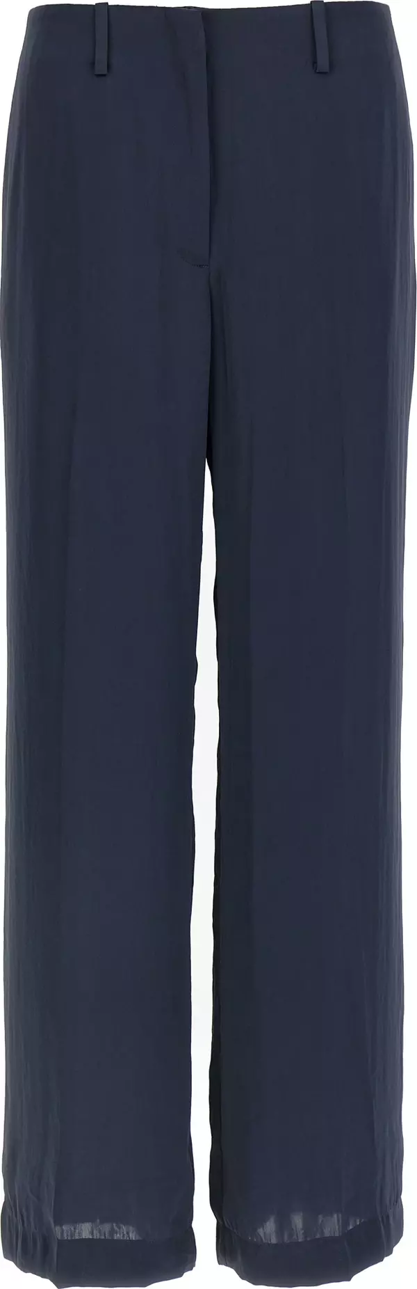 Blue Polyester Casual Pants