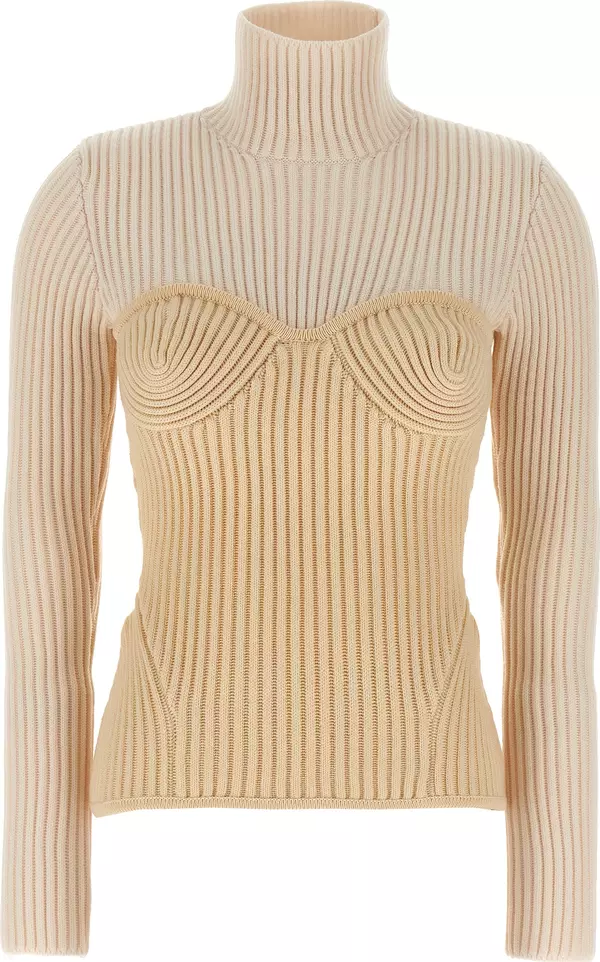 Beige Merino Wool Cardigan