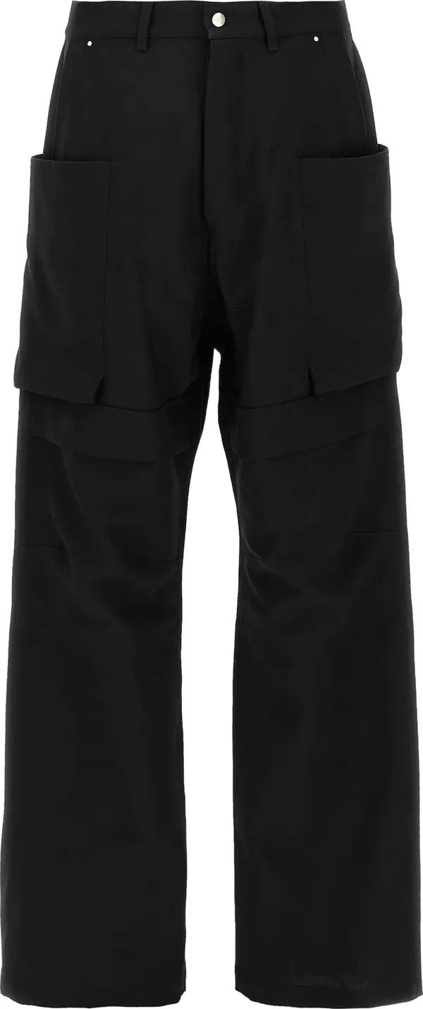 Black Virgin Wool Cargo Pants