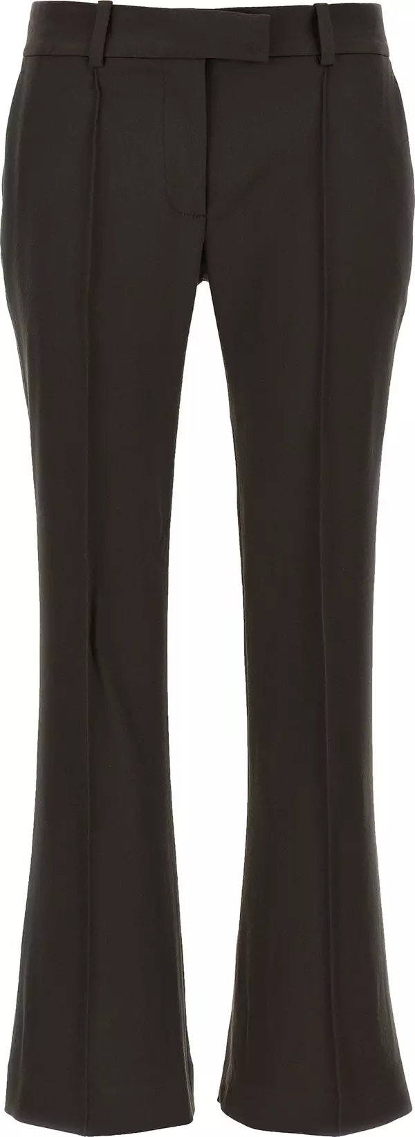 Brown Virgin Wool Flared Pants