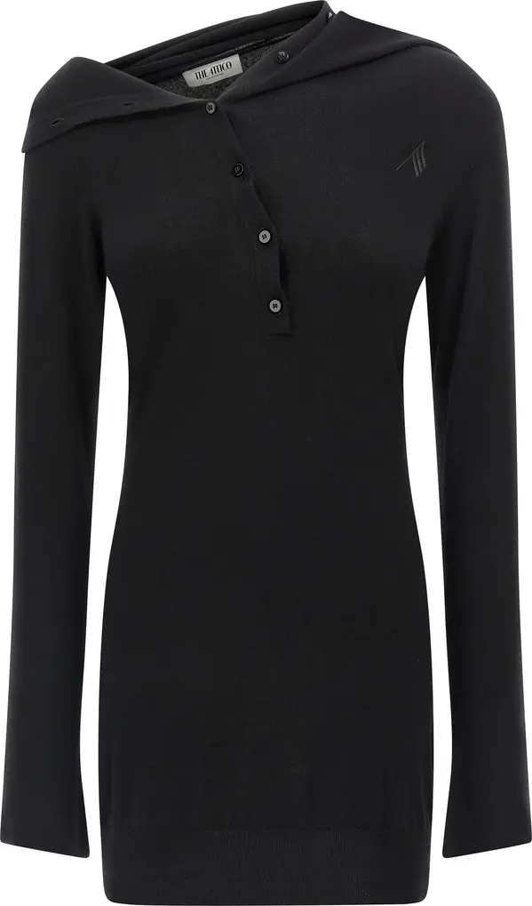 Black Virgin Wool Short Dress