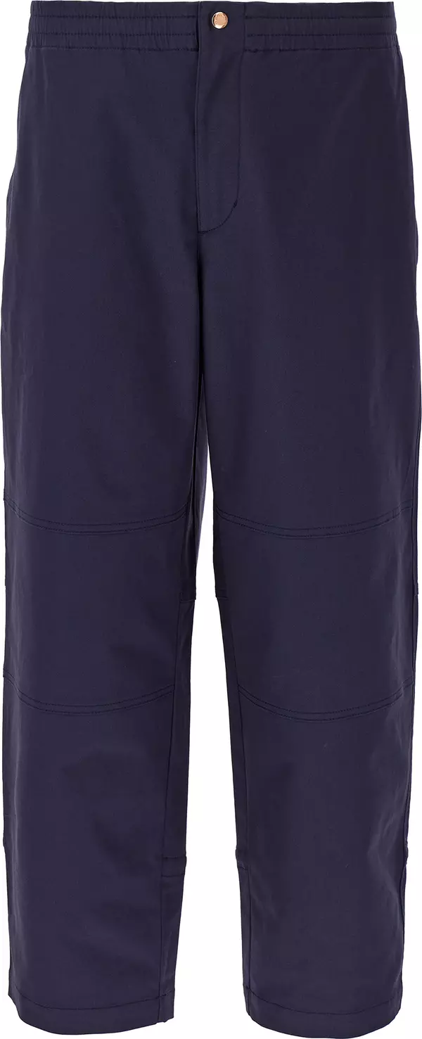 Blue Cotton Casual Pants