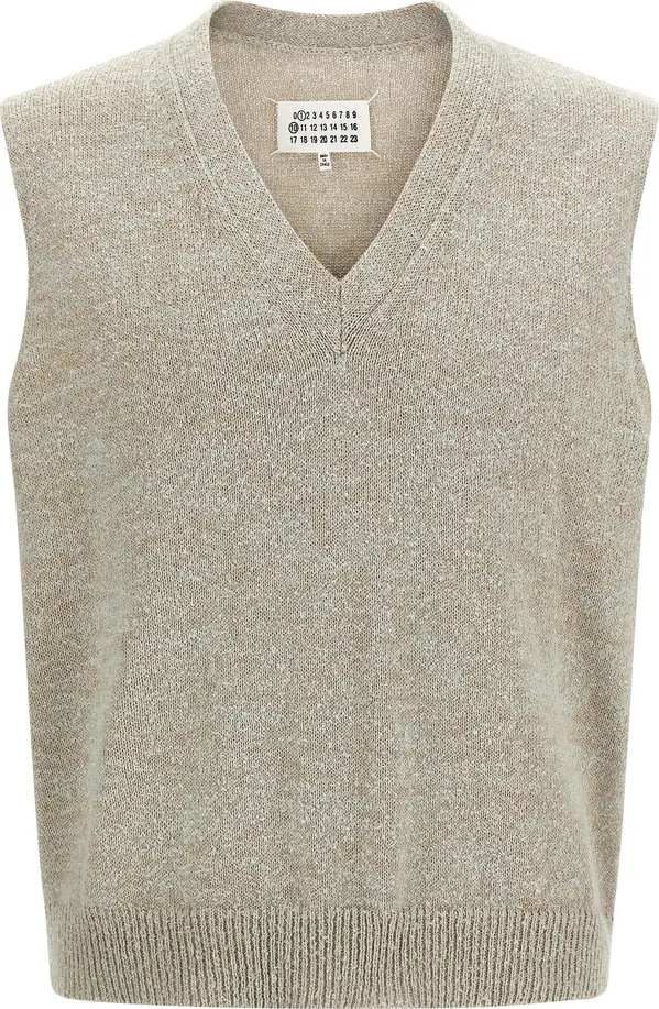 Beige Cotton Sleeveles Sweater