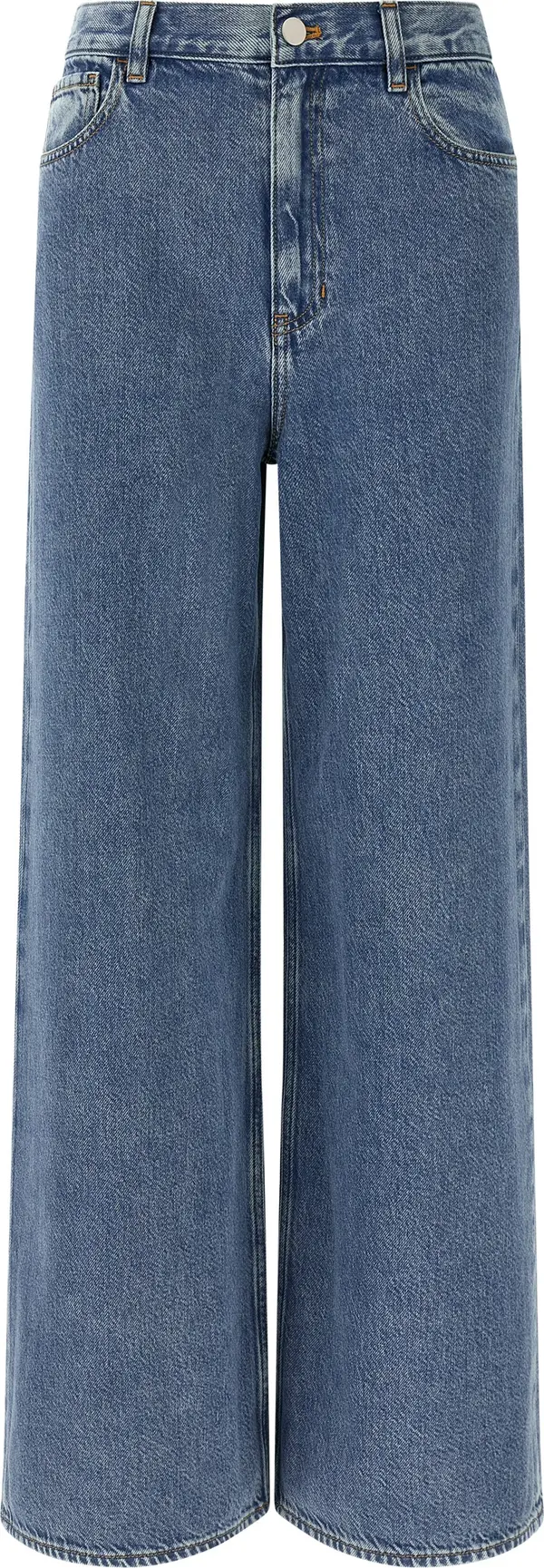 Blue Cotton High-Waisted Jean