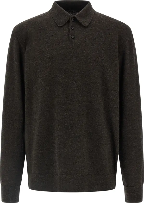 Brown Wool Polo Shirt