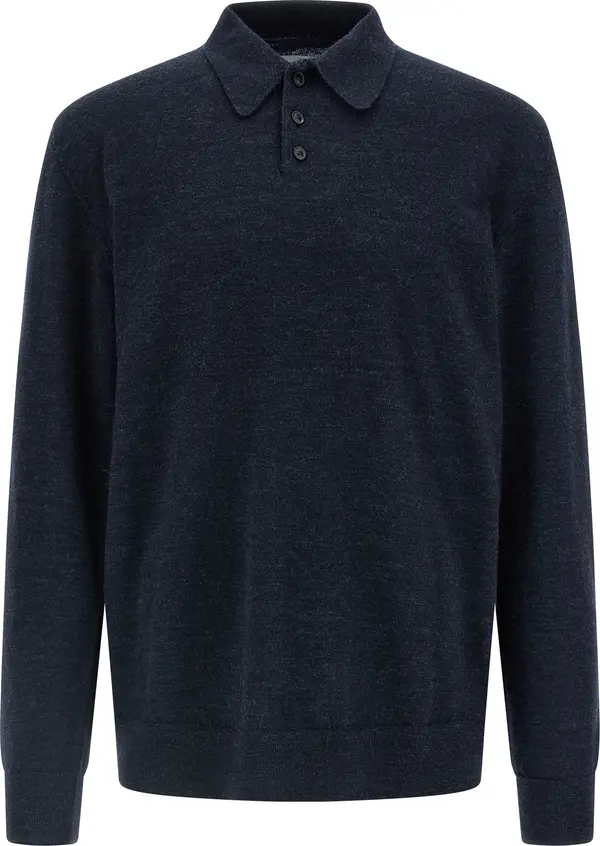 Blue Wool Polo Shirt