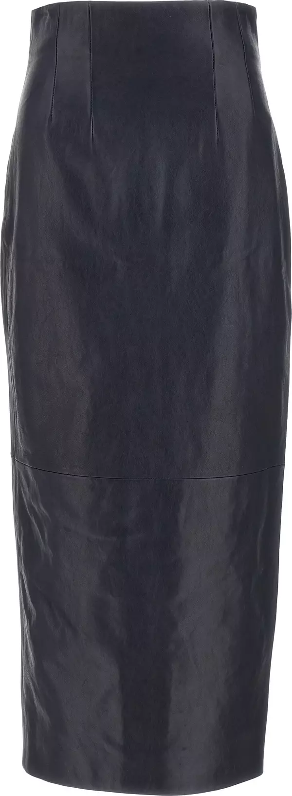Blue Lamb Leather Midi Skirt