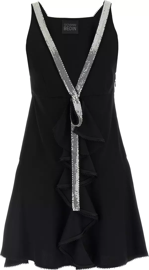 Black Viscose Short Dress
