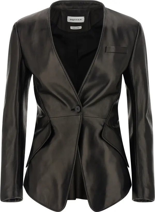 Black Lamb Leather Blazer