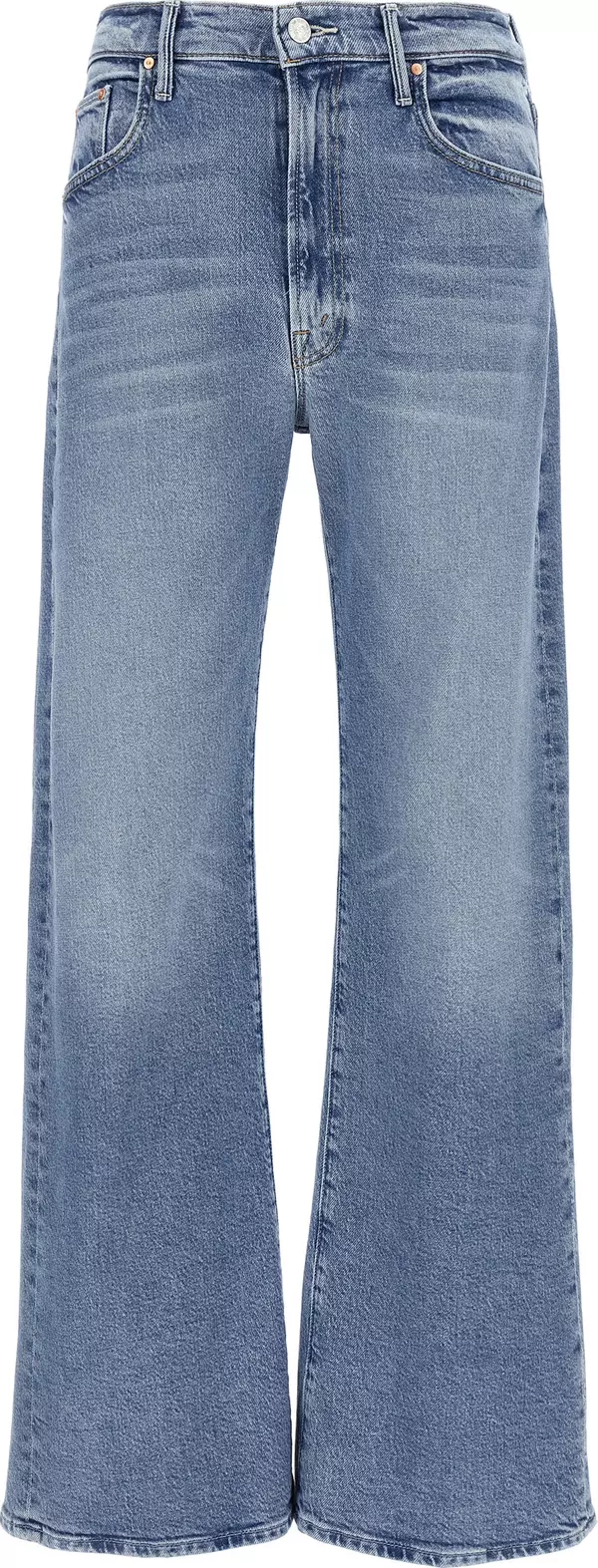 Blue Cotton High-Waisted Jean