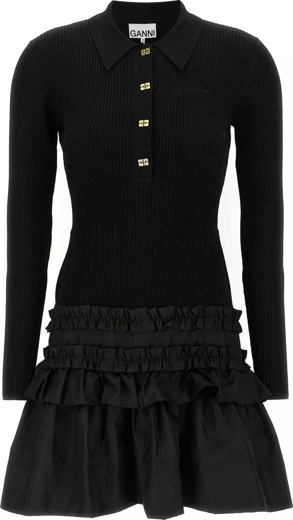Black Viscose Short Dress