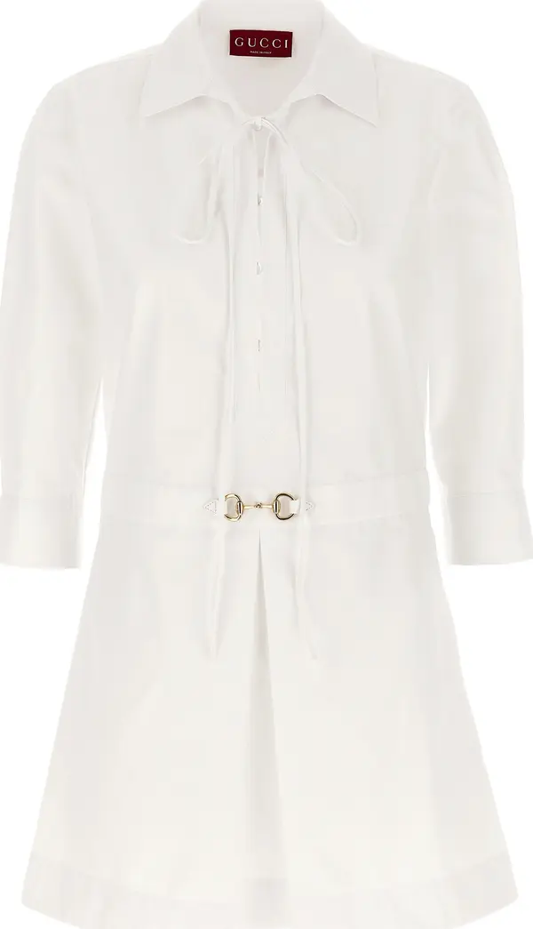 White Cotton Short Dress