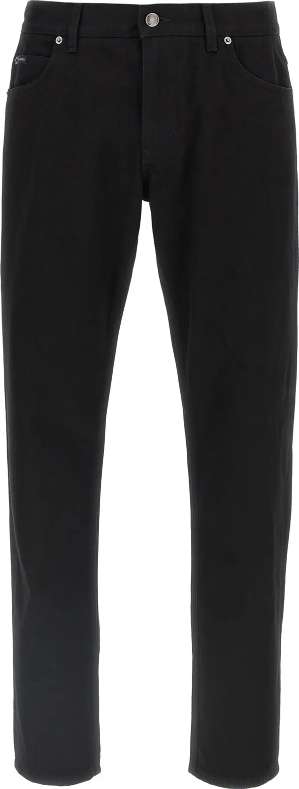 Black Cotton Straight-Leg Jeans