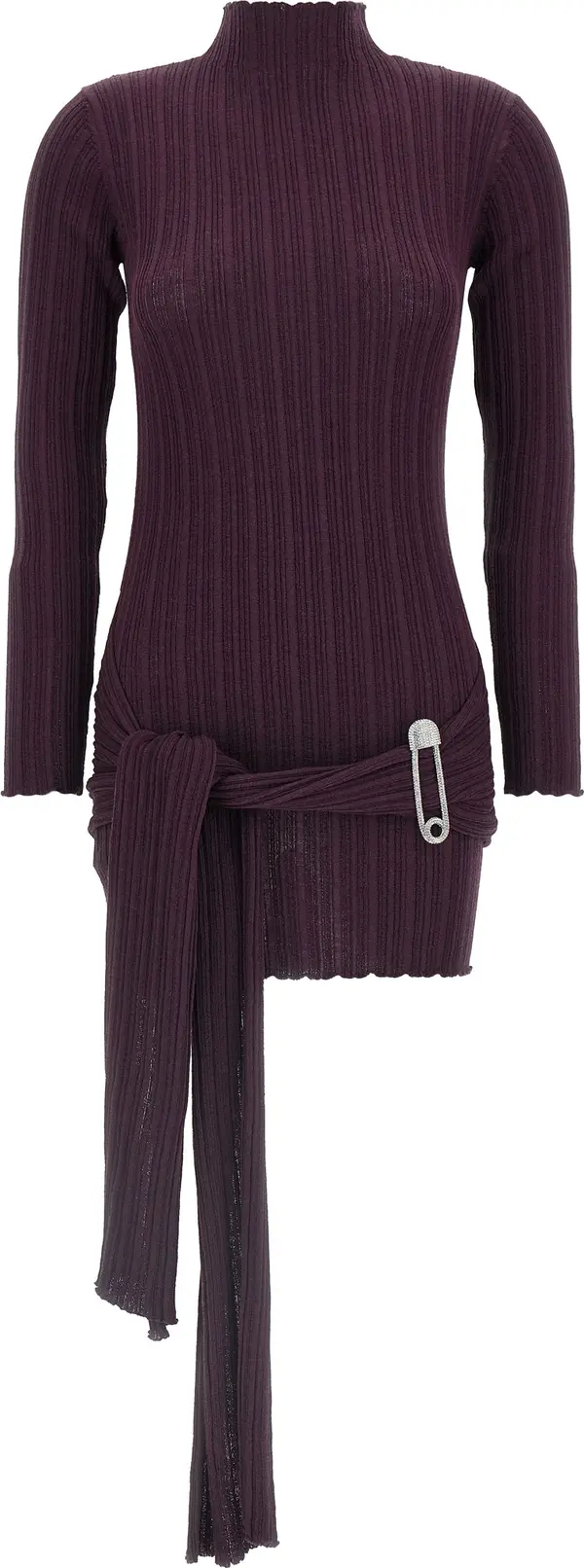Purple Wool Short Dress