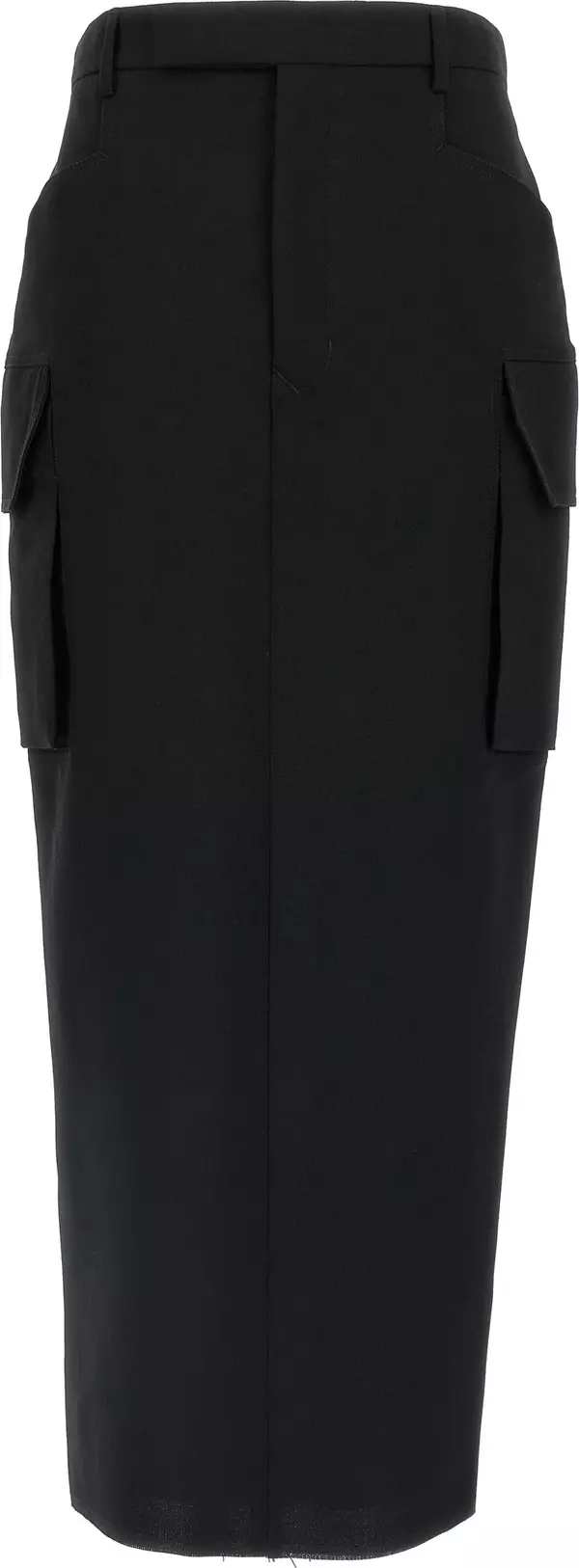 Black Wool Midi Skirt