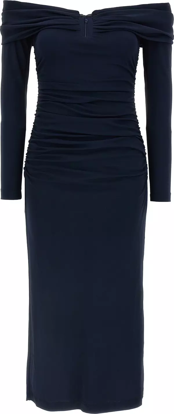 Blue Marabou Midi Dress