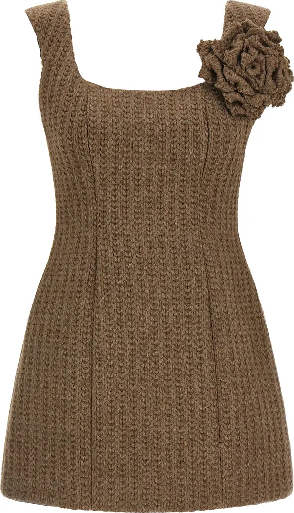 Brown Marabou Short Dress