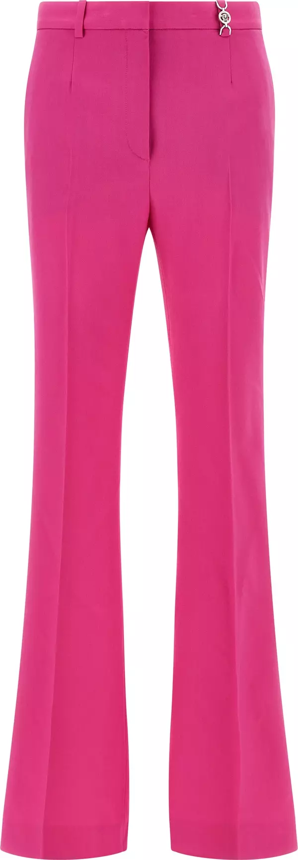 Fuchsia Virgin Wool Flared Pants