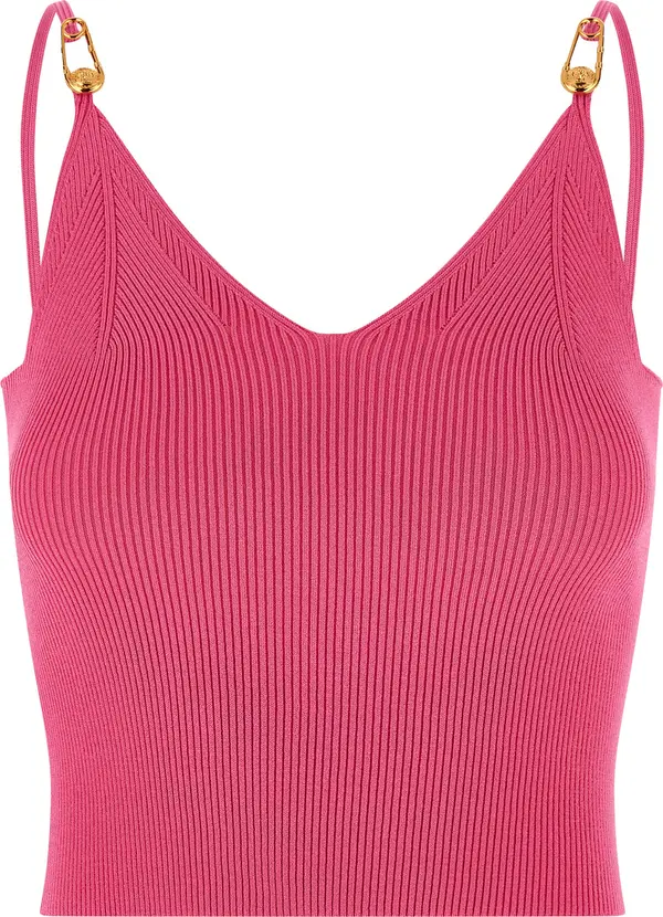 Fuchsia Viscose Sleeveles T-Shirt