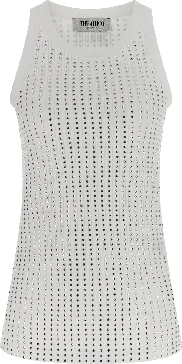 White Cotton Sleeveles T-Shirt