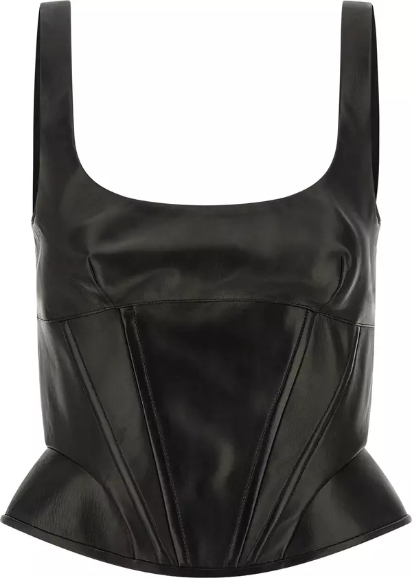 Black Lamb Leather Tank Tops