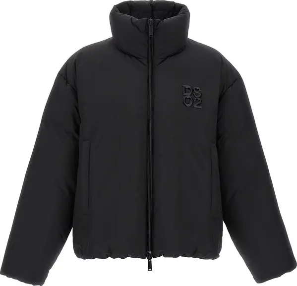 Black Polyester Full-Length Jacket