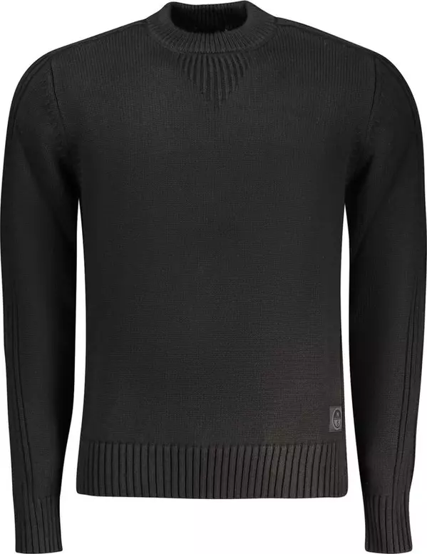 Black Cotton Men Sweater