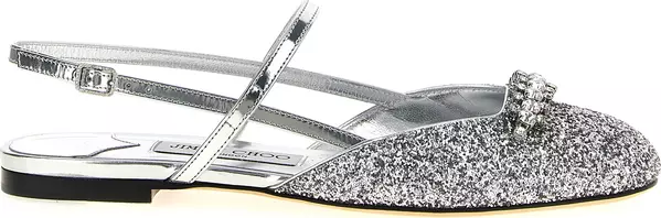 Silver Tencel Ballet Flats