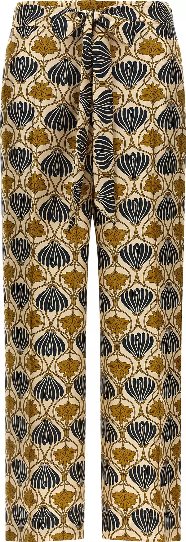Bicolor Silk Casual Pants