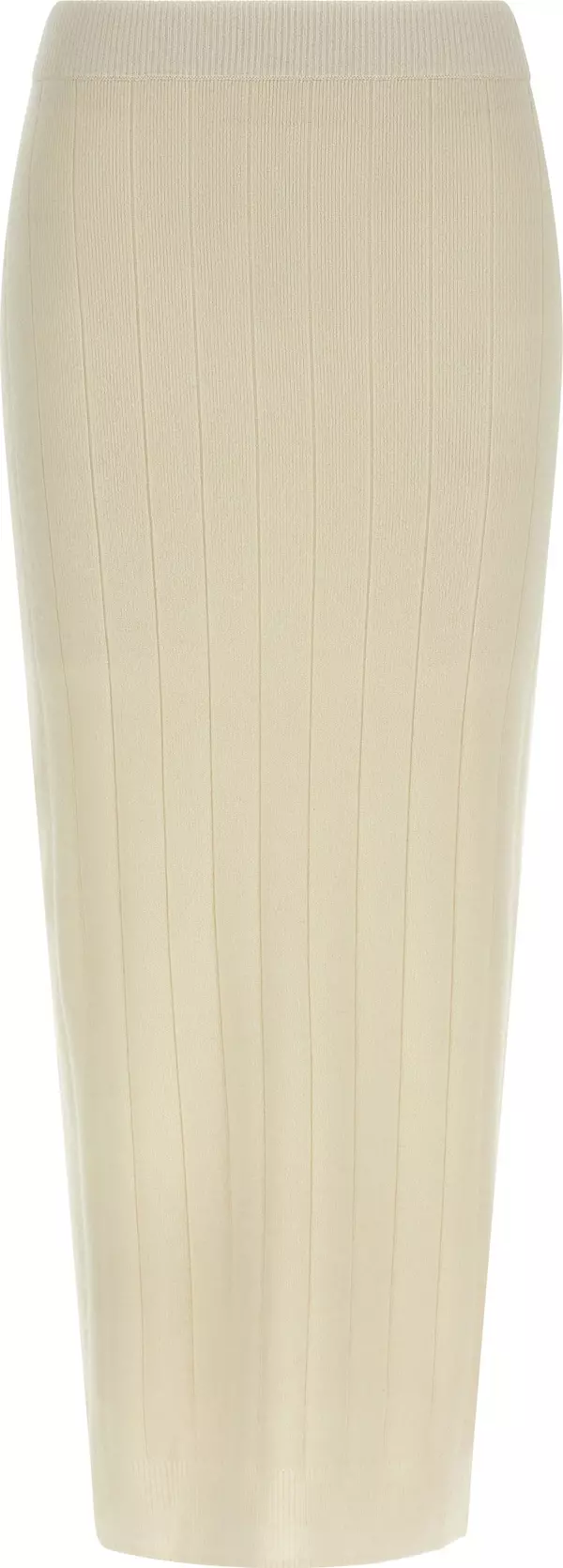 White Cashmere Midi Skirt