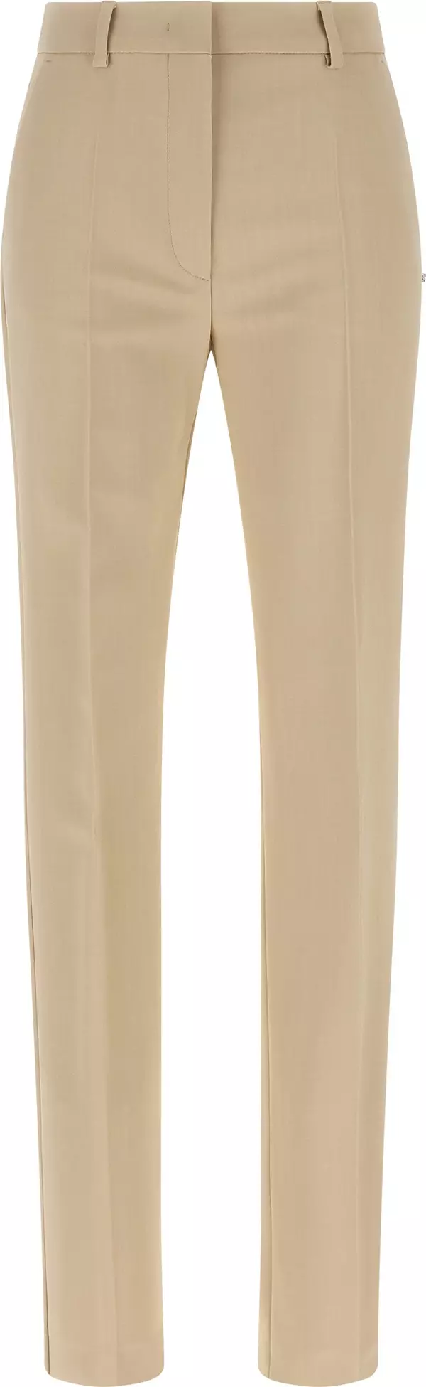 Beige Viscose Dress Pants