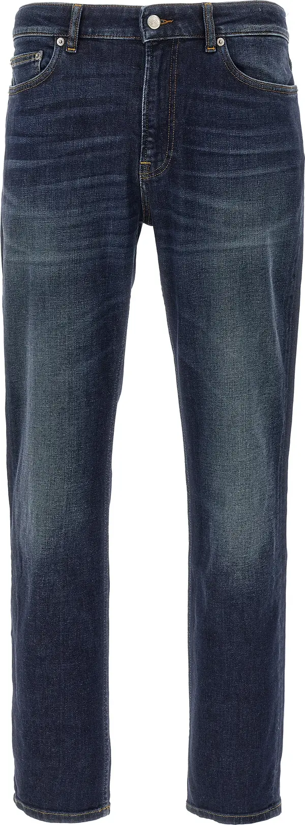 Blue Cotton Straight-Leg Jeans