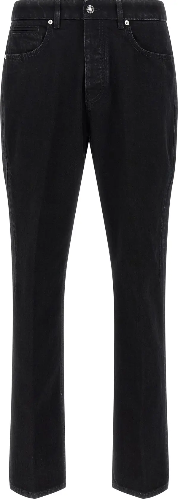 Black Cotton Straight-Leg Jeans
