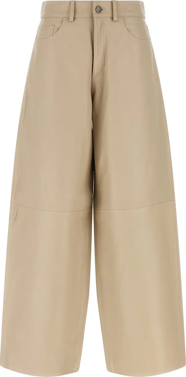 Beige Leather Pants