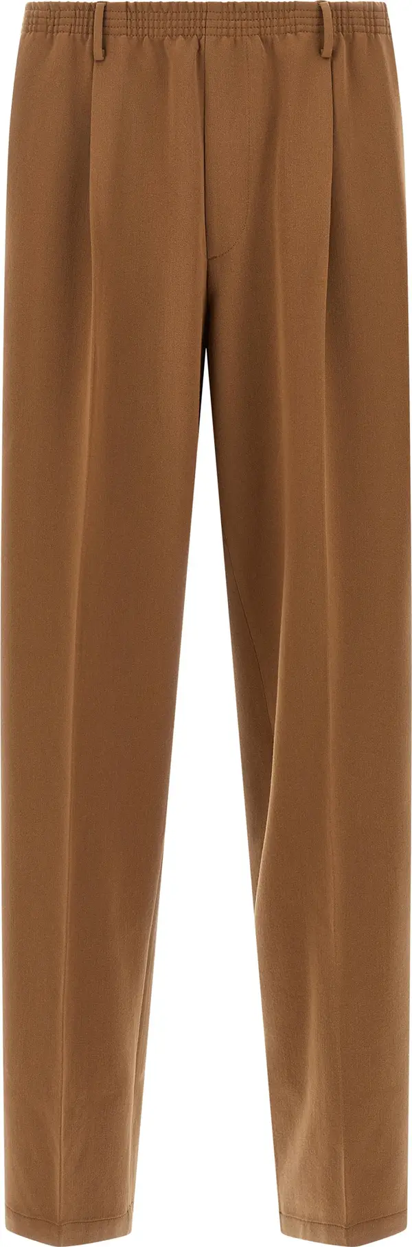Brown Polyester Casual Pants